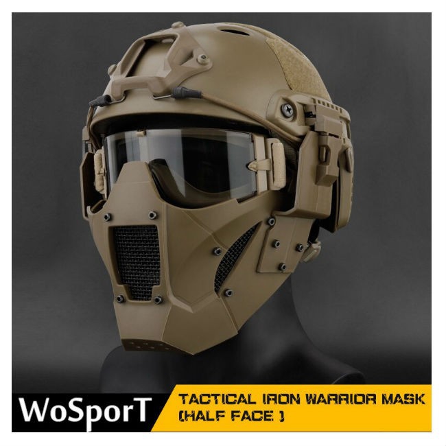 MASCHERA SOFTAIR PER ELMETTO IRON WARRIOR FULL FACE OLIVE DRAB WO-MA104V  WOSPORT