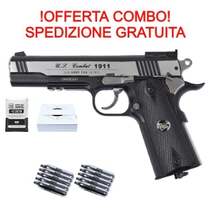 Foto WIN GUN PISTOLA 1911 A CO2 SCARRELLANTE COMBO SPEDIZIONE GRATUITA
