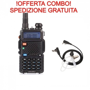 Foto KIT COMBO RADIO BAOFENG UV5R CON AURICOLARE SPEDIZIONE GRATUITA